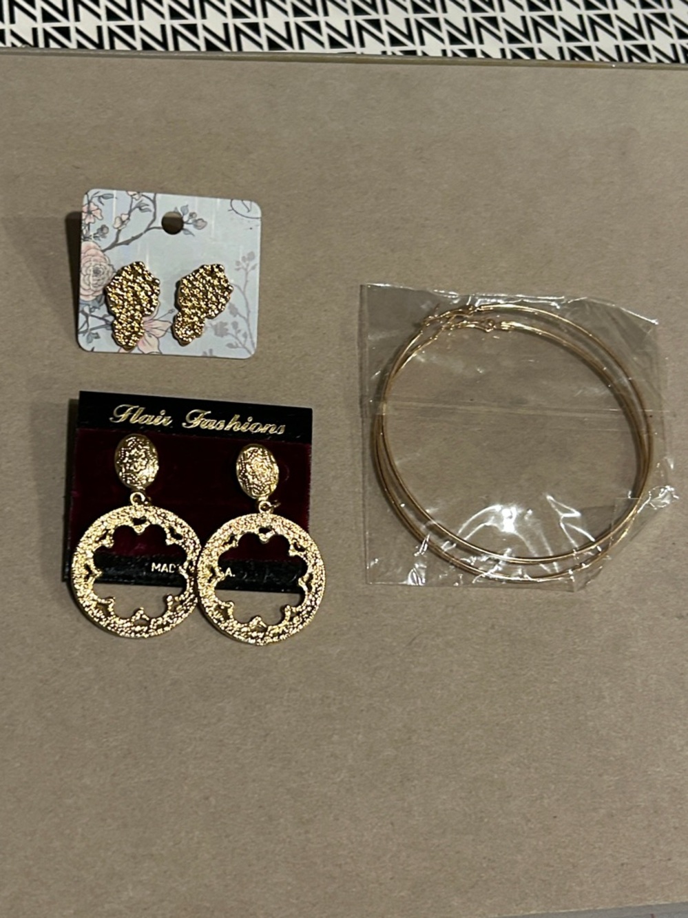 Gold-Tone Women's Statement Earrings Set